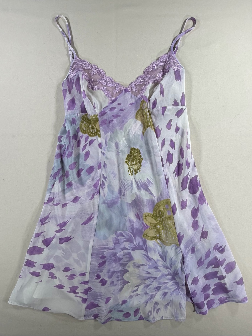 Victoria Secret Lavender Floral Lace-Trim Slip Nightdress - M 545